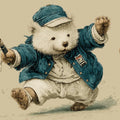 Vintage Tennis Bear Mural Wallpaper in Ink Sketch Style Mural Wallpaper - room preview 04