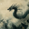Ethereal Dragon Mural Wallpaper in Muted Ink Wash Tones Mural Wallpaper - room preview 04
