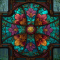 Stained Glass Cathedral Mural Wallpaper with Floral Motifs Mural Wallpaper - room preview 04