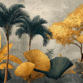Gilded Palm Oasis Mural Wallpaper — Sophisticated Tropical Art Mural Wallpaper - room preview 04