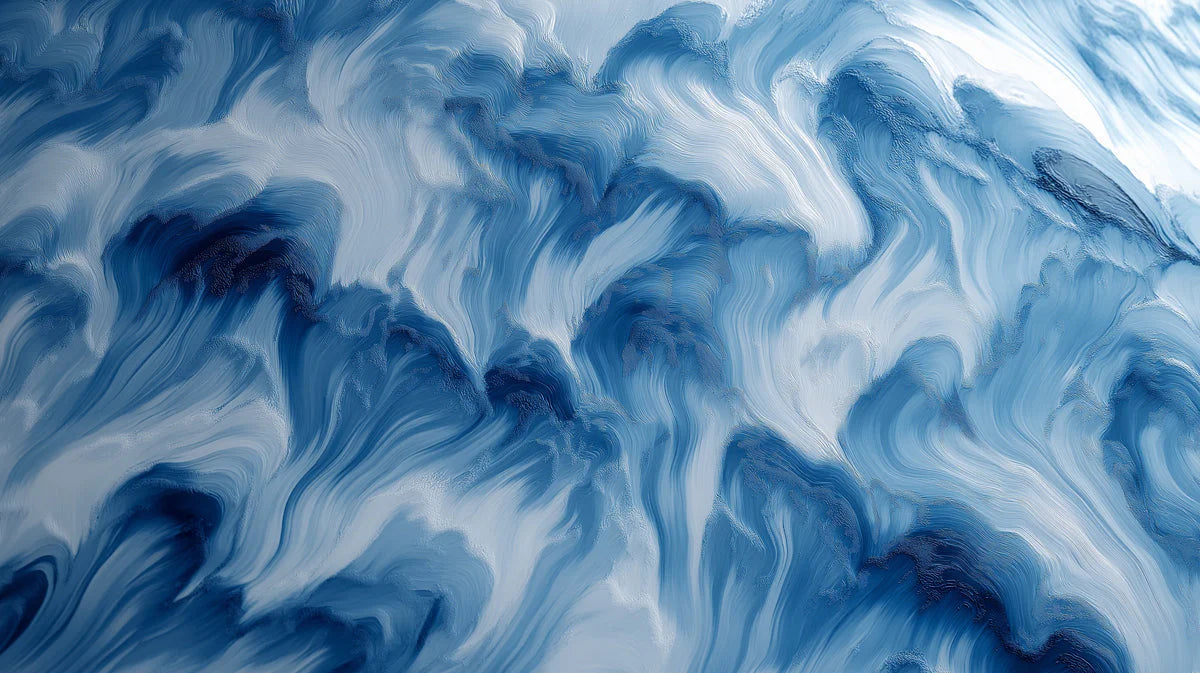 Abstract Swirling Blue Wave Mural Wallpaper — Fluid Art Design Mural Wallpaper - room preview 04