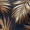 Gilded Palm Leaf Mural Wallpaper — Moody Tropical Luxury Mural Wallpaper - room preview 04