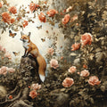 Fox and Wild Rose Garden Mural Wallpaper — Whimsical Floral Mural Wallpaper - room preview 04