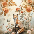 Fox and Wild Rose Garden Mural Wallpaper in Soft Amber Mural Wallpaper - room preview 04