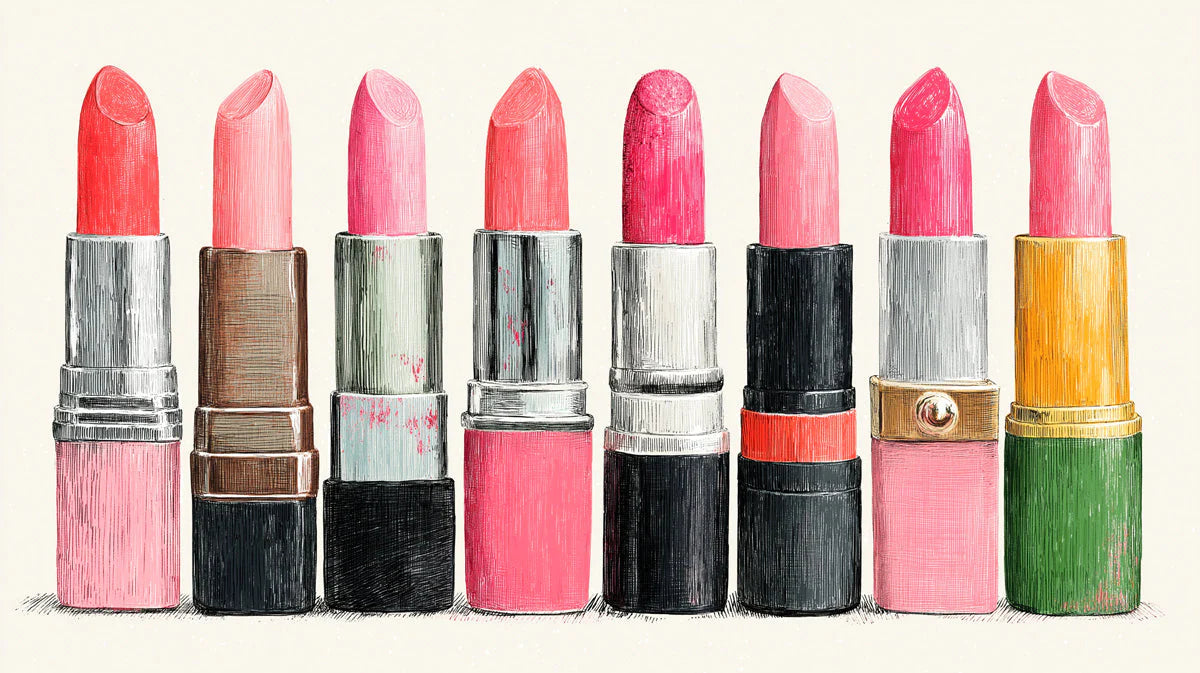 Vintage Lipstick Collection Mural Wallpaper —Playful Pop Art Mural Wallpaper - room preview 04
