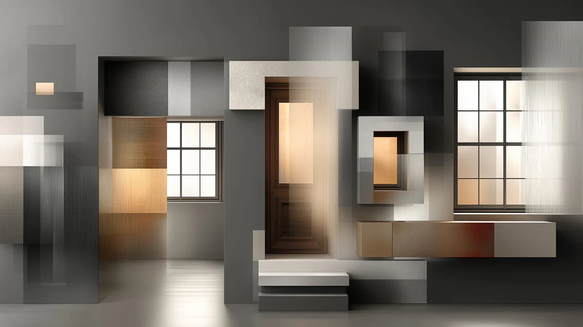 Modern Architectural Block Mural Wallpaper — Geometric Abstract Mural Wallpaper - room preview 04