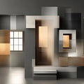 Modern Architectural Block Mural Wallpaper — Geometric Abstract Mural Wallpaper - room preview 04