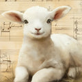 Vintage Lamb and Musical Notes Mural Wallpaper - room preview 04
