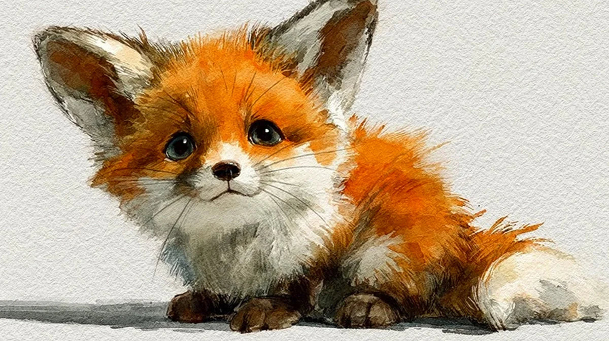 Watercolor Baby Fox Mural Wallpaper for Nature Lovers Mural Wallpaper - room preview 04