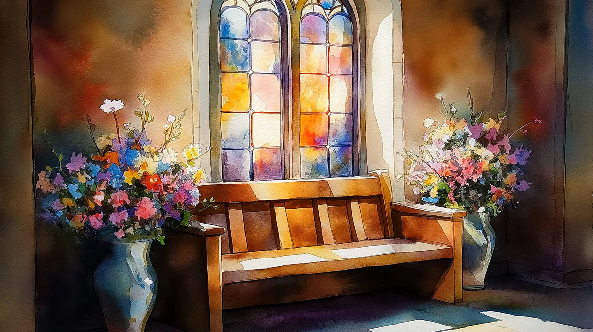 Stained Glass Floral Watercolor Mural Wallpaper - room preview 04