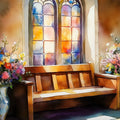 Stained Glass Floral Watercolor Mural Wallpaper - room preview 04