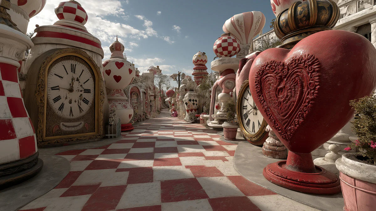 Wonderland Chess Board Mural Wallpaper — Whimsical Fantasy Design Mural Wallpaper - room preview 04