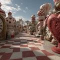Wonderland Chess Board Mural Wallpaper — Whimsical Fantasy Design Mural Wallpaper - room preview 04