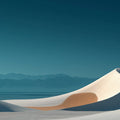 Minimalist Sand Dune Horizon Mural Wallpaper — Teal and White Mural Wallpaper - room preview 04