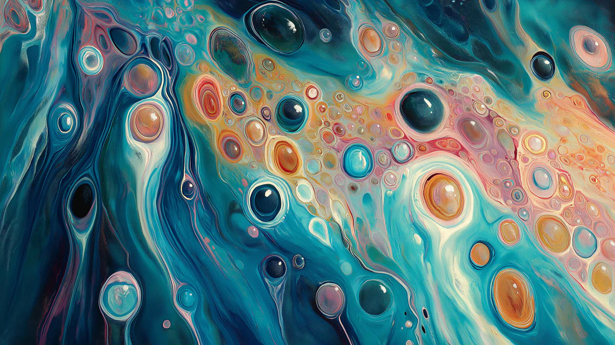 Fluid Motion Mural Wallpaper in Sapphire and Amber Abstract Mural Wallpaper - room preview 04
