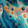 Fluid Motion Mural Wallpaper in Sapphire and Amber Abstract Mural Wallpaper - room preview 04