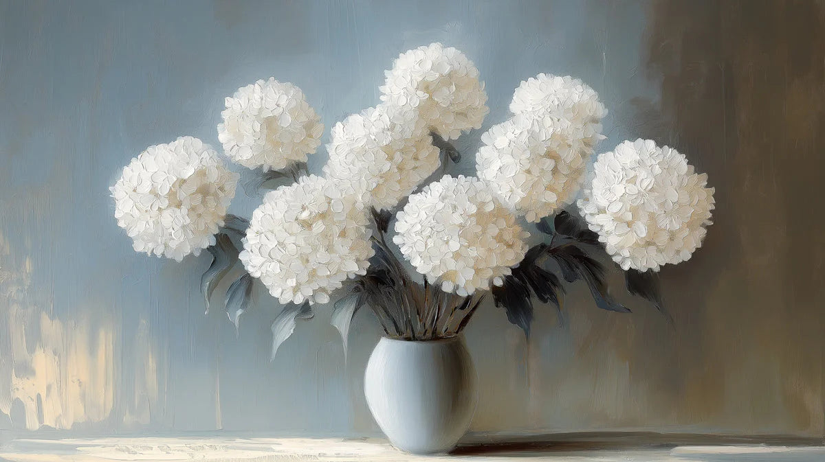 Hydrangea Bouquet Oil Painting Mural Wallpaper - room preview 04