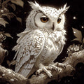 Nocturnal Owl and Blossom Mural Wallpaper —Moody Monochrome Mural Wallpaper - room preview 04