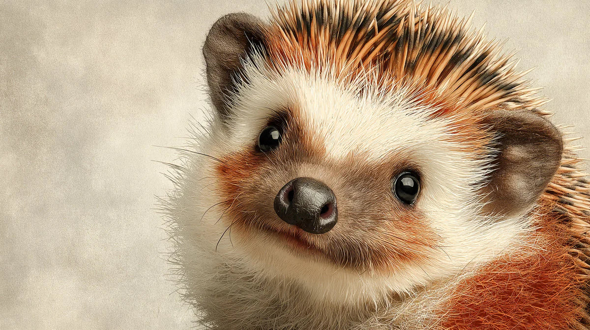 Close-Up Hedgehog Portrait Mural Wallpaper —Whimsical Wildlife Art Mural Wallpaper - room preview 04