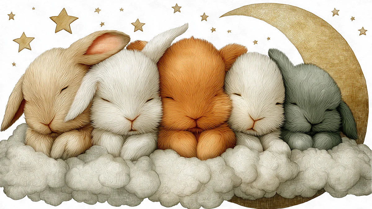 Sleeping Bunnies Mural Wallpaper — Whimsical Nursery Wall Decor Mural Wallpaper - room preview 04