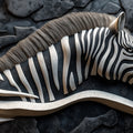 Zebra Relief 3D Effect Mural Wallpaper — Bold Artistic Wall Decor Mural Wallpaper - room preview 04