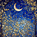 Celestial Stained Glass Mural Wallpaper — Midnight Botanical Mural Wallpaper - room preview 04