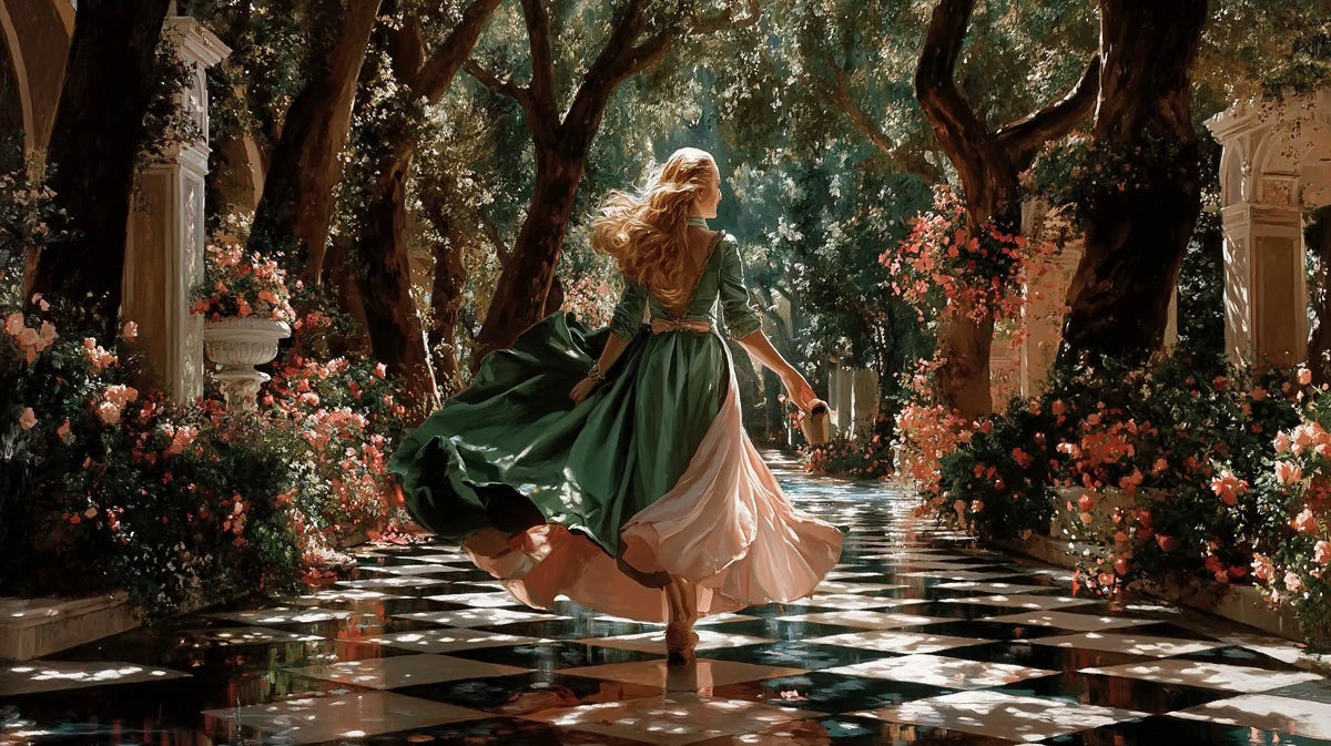 Enchanted Garden Promenade Mural Wallpaper — Romantic Renaissance Mural Wallpaper - room preview 04