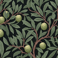 Olive Grove Botanical Mural Wallpaper — Dark Arts & Crafts Style Mural Wallpaper - room preview 04