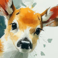 Fawn Portrait Mural Wallpaper — Soft Impressionistic Animal Art Mural Wallpaper - room preview 04