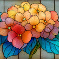 Stained Glass Floral Mural Wallpaper — Colorful Botanical Art Mural Wallpaper - room preview 04