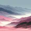 Mist-Covered Mountains Mural Wallpaper in Dusty Rose and Slate Mural Wallpaper - room preview 04