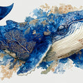 Humpback Whale Mural Wallpaper with Gold Ink Details Mural Wallpaper - room preview 04