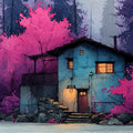 Cabin in the Woods Mural Wallpaper — Whimsical Forest Scene Mural Wallpaper - room preview 04