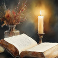 Candlelit Library Mural Wallpaper — Dark Academia Aesthetic Mural Wallpaper - room preview 04