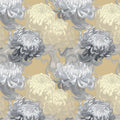 Chrysanthemum Bloom Mural Wallpaper in Ochre and Charcoal Mural Wallpaper - room preview 04