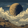 Midnight Celestial Landscape Mural Wallpaper — Engraved Art Style Mural Wallpaper - room preview 04