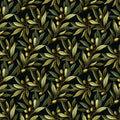Mediterranean Olive Branch Mural Wallpaper in Deep Black Mural Wallpaper - room preview 04