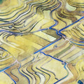 Terraced Fields Landscape Mural Wallpaper in Ochre and Cobalt Mural Wallpaper - room preview 04