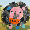 Safari Collage Lion Mural Wallpaper — Playful Artistic Animal Motif Mural Wallpaper - room preview 04