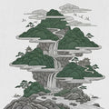 Oriental Mountain Landscape Mural Wallpaper in Emerald Green Mural Wallpaper - room preview 04