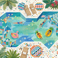Ocean Club Pool Party Mural Wallpaper — Whimsical Summer Scene Mural Wallpaper - room preview 04