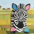 Safari Zebra Collage Mural Wallpaper — Whimsical Kids Wall Decor Mural Wallpaper - room preview 04