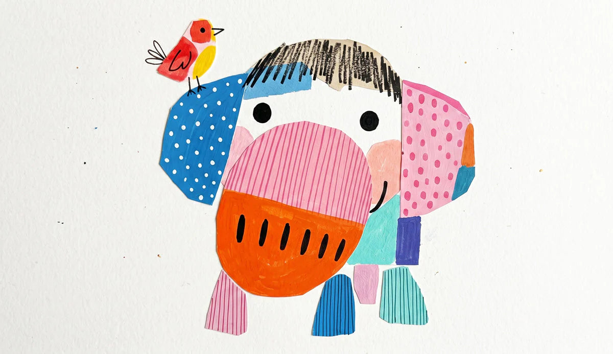 Abstract Elephant Collage Mural Wallpaper for Kids Rooms Mural Wallpaper - room preview 04
