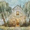 Willow Lakeside Chapel Mural Wallpaper — Impressionistic Scenery Mural Wallpaper - room preview 04