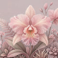 Ethereal Blush Orchid Botanical Mural Wallpaper - room preview 04