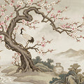 Chinoiserie Crane and Blossom Mural Wallpaper — Artistic Heritage Mural Wallpaper - room preview 04