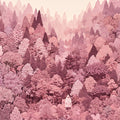 Blush Pink Forest Landscape Mural Wallpaper - room preview 04