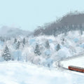 Winter Express Mountain Mural Wallpaper — Snowy Landscape Design Mural Wallpaper - room preview 04