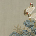 Crane and Rock Motif Mural Wallpaper in Neutral Linen Tones Mural Wallpaper - room preview 04