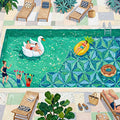 Summer Poolside Mural Wallpaper — Leisurely Artistic Design Mural Wallpaper - room preview 04
